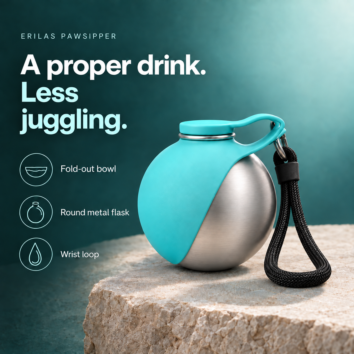 Erilas PawSipper signature product hero with features