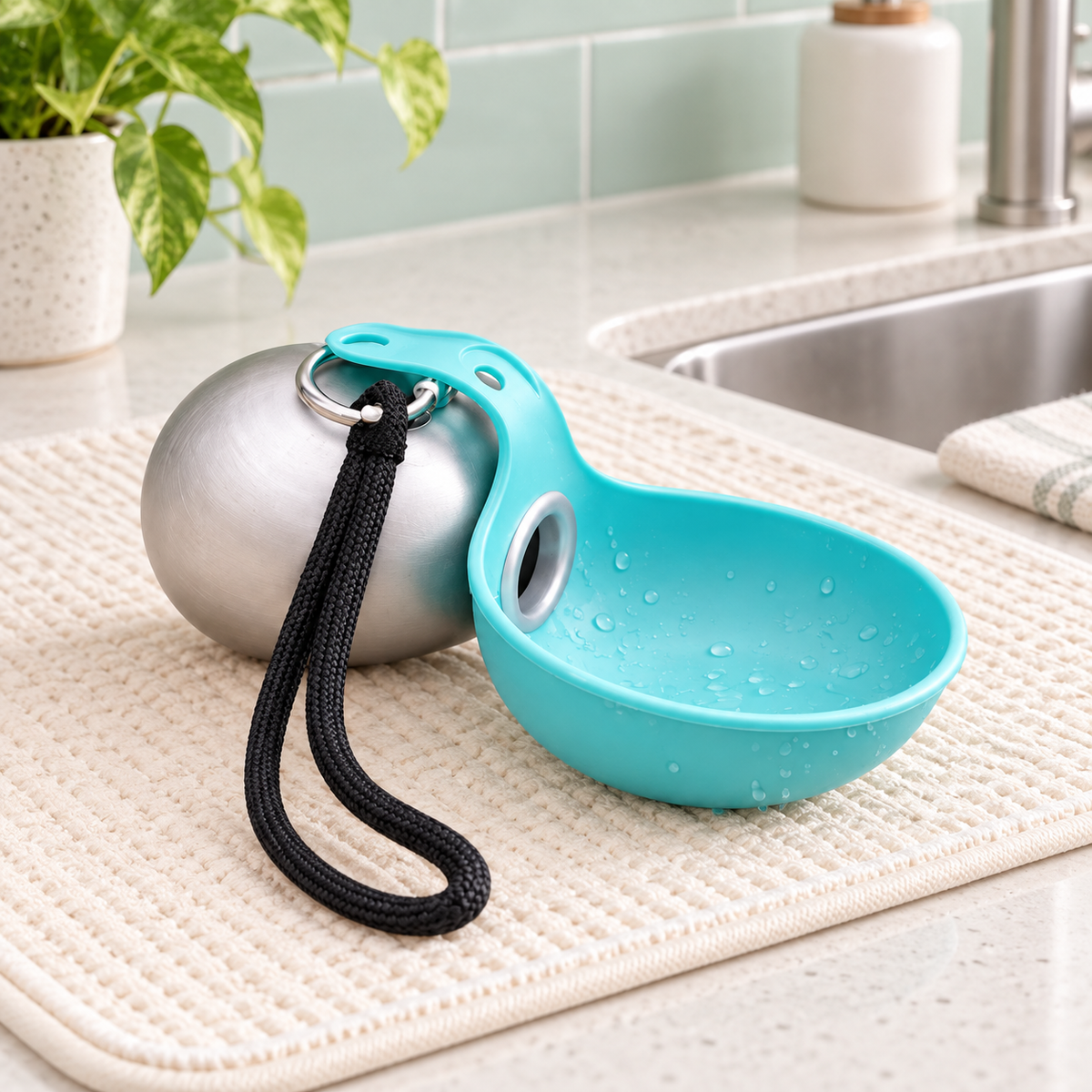 PawSipper flask and open bowl drying after washing