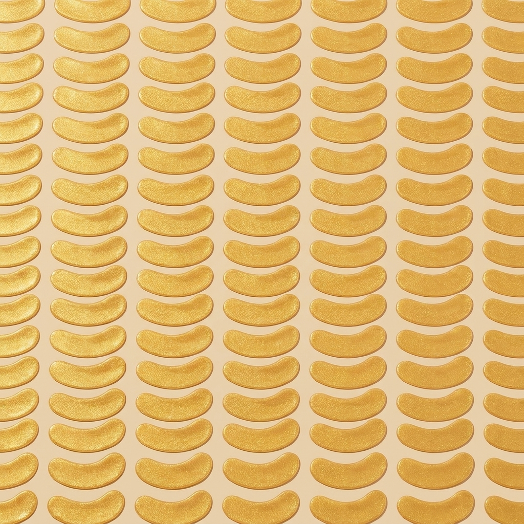One-note patches: identical single-formula gold under-eye patches repeated